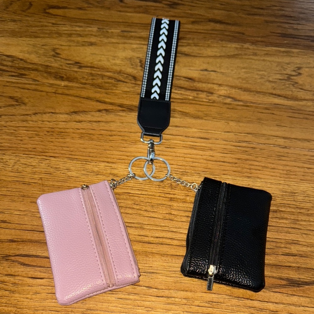Pink and Black Wristlet Keychain Set